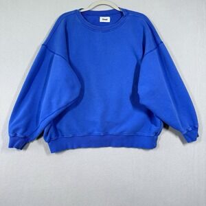 Elwood Sweatshirt Mens Large Oversized Core Crewneck Organic Cotton Terry Blue